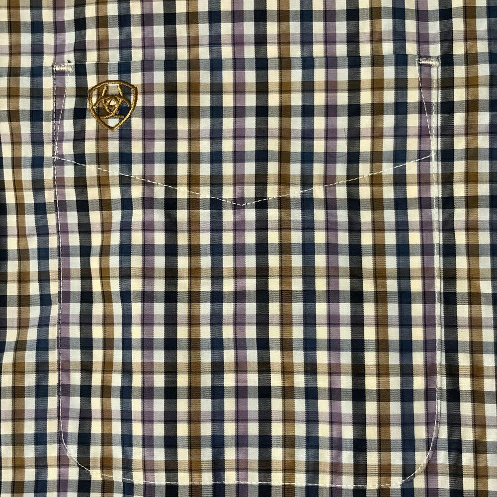 NWT Ariat Shirt Mens XL Purple Plaid Wrinkle Free Paisley Flip Cuff Button Down - Picture 8 of 12
